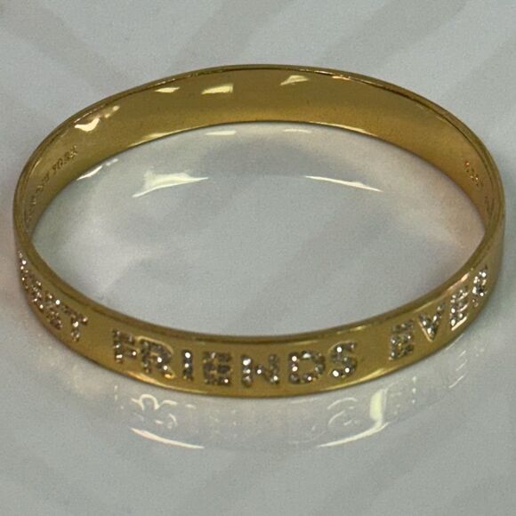 RARE Kate Spade Best Friends Ever Gold & Crystal Bangle Bracelet - Picture 2 of 5